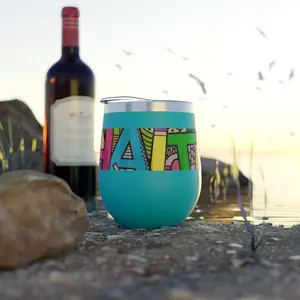 12oz Insulated Wine Tumbler — Colorful 'Haiti' Tropical Design