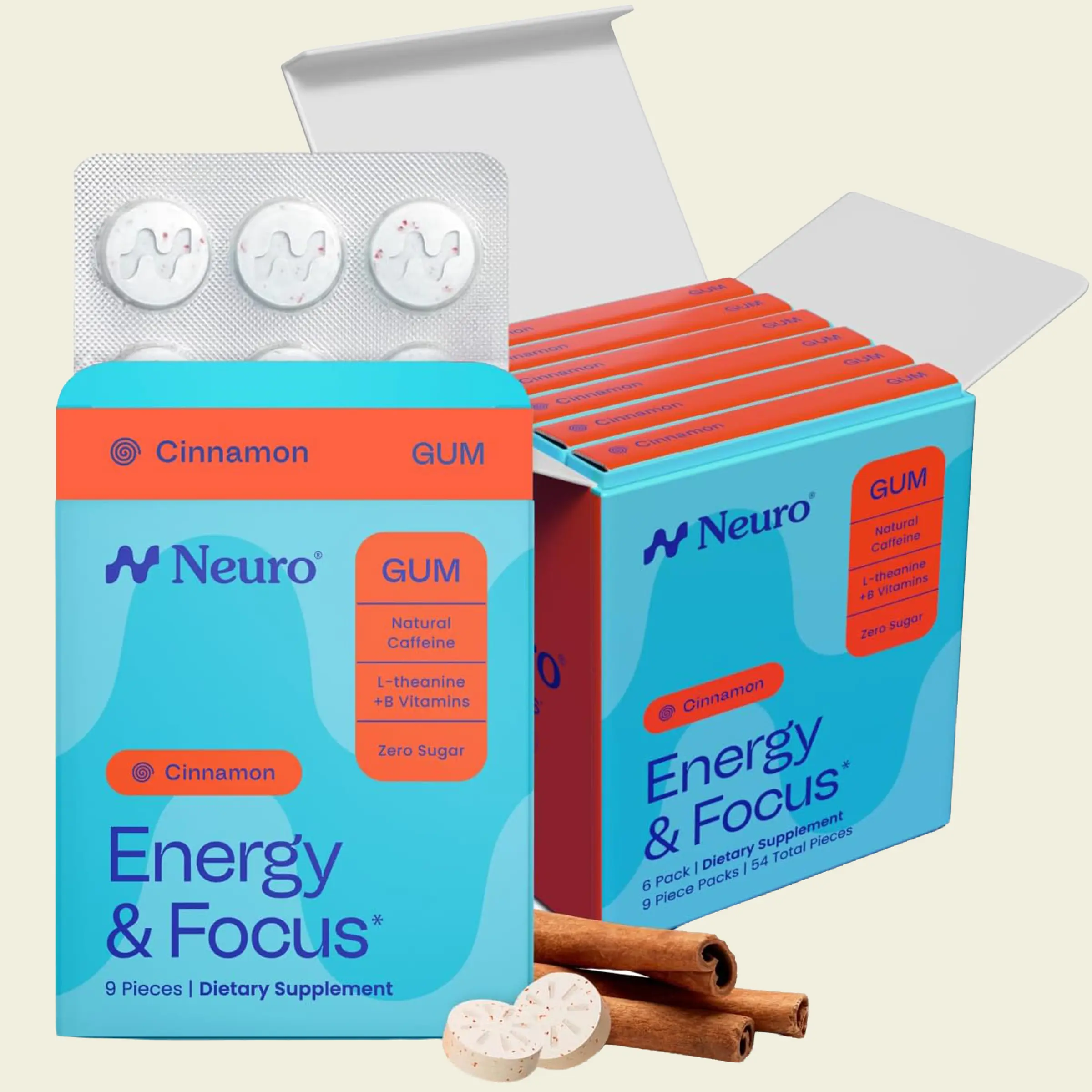 Neuro Cinnamon Energy & Focus Gum - Sugar Free with Natural Caffeine, L-theanine, Vitamin B12 & Vitamin B6 Neuro Cinnamon Energy & Focus Gum - Sugar Free with Natural Caffeine, L-theanine, Vitamin B12 & Vitamin B6