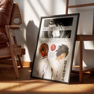 Light and L Poster, Death Note Anime Manga Panel Wall Art, Kira vs L Aesthetic Print, Japanese Artwork, Gift For Fans