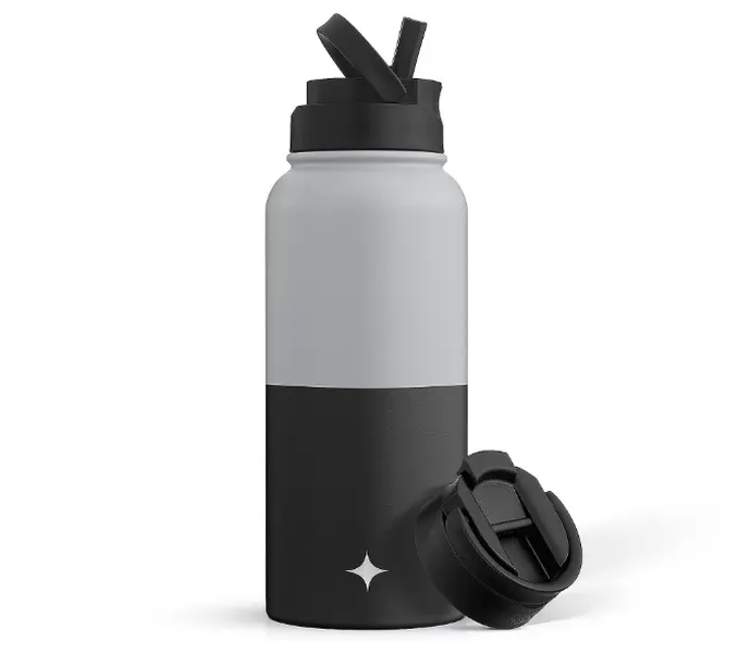 JoyJolt Insulated Water Bottle w/ Flip Lid & Sprt Straw