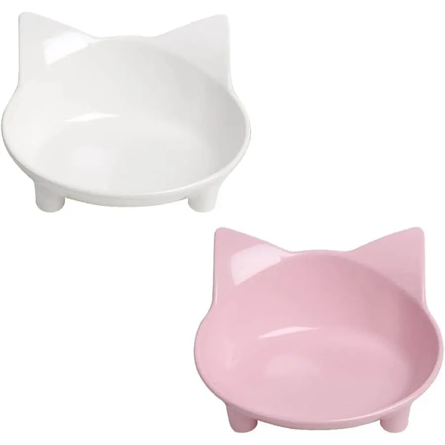 Non-Slip Cat & Dog Food Bowl - Wide, Shallow Pet Dish for Whisker  , Safe for Puppies & Rabbits
