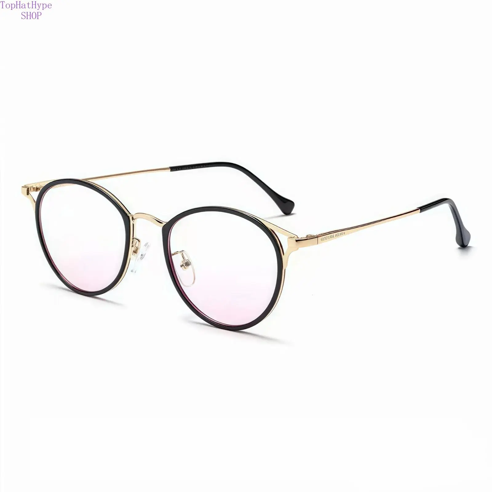 Women's 2026 New Round Cat Eye Bluelight Glasses, Trendy Vintage Thin Metal Frame, Fashion Face-Slimming Non-Prescription Anti-Eye-Strain Eyewear, Office & Daily Wear Accessories, Trendy Vintage Eyeglasses, Gold-Tipped Non-Prescription Glasses