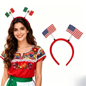 10pcs US Canada Mexico National Flag Headbands, Fan Cheering Props, Party Photo Hair Accessories
