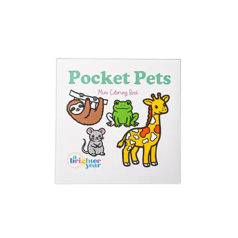A Brighter Year Pocket Pets Mini Coloring Book - Office Stationery Art Supplies for Adults, Adorable Alligator & Sloth Designs, Easy Tear Glue Binding, Creative Fun Relaxation Adorable Art