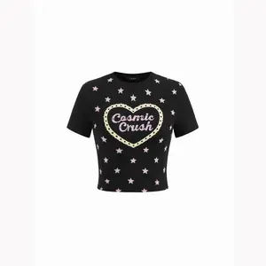 Cider Cotton-blend Cosmic Crush & Star Graphic Crop Tee