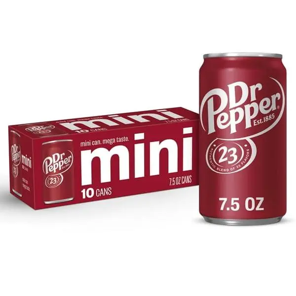 Dr Pepper Soda Pop, 7.5 fl oz, 10 Pack Cans Dr Pepper Soda Pop, 7.5 fl oz, 10 Pack Cans
