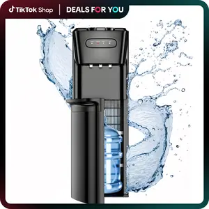 Devoko Water Cooler Dispenser Hot Cold & Cool Water Dispenser for 3 or 5 Gallon Bottles, Empty Bottle Indicator, Child Safety Lock, Ideal for Office, Home, Living Room, Dark Black