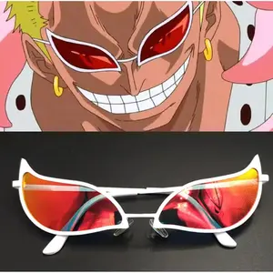 Donquixote Doflamingo Sunglasses Cosplay Joker Pirate Villain One Piece Anime Costume Halloween Accessories Sun glass Great Gift for Weebs