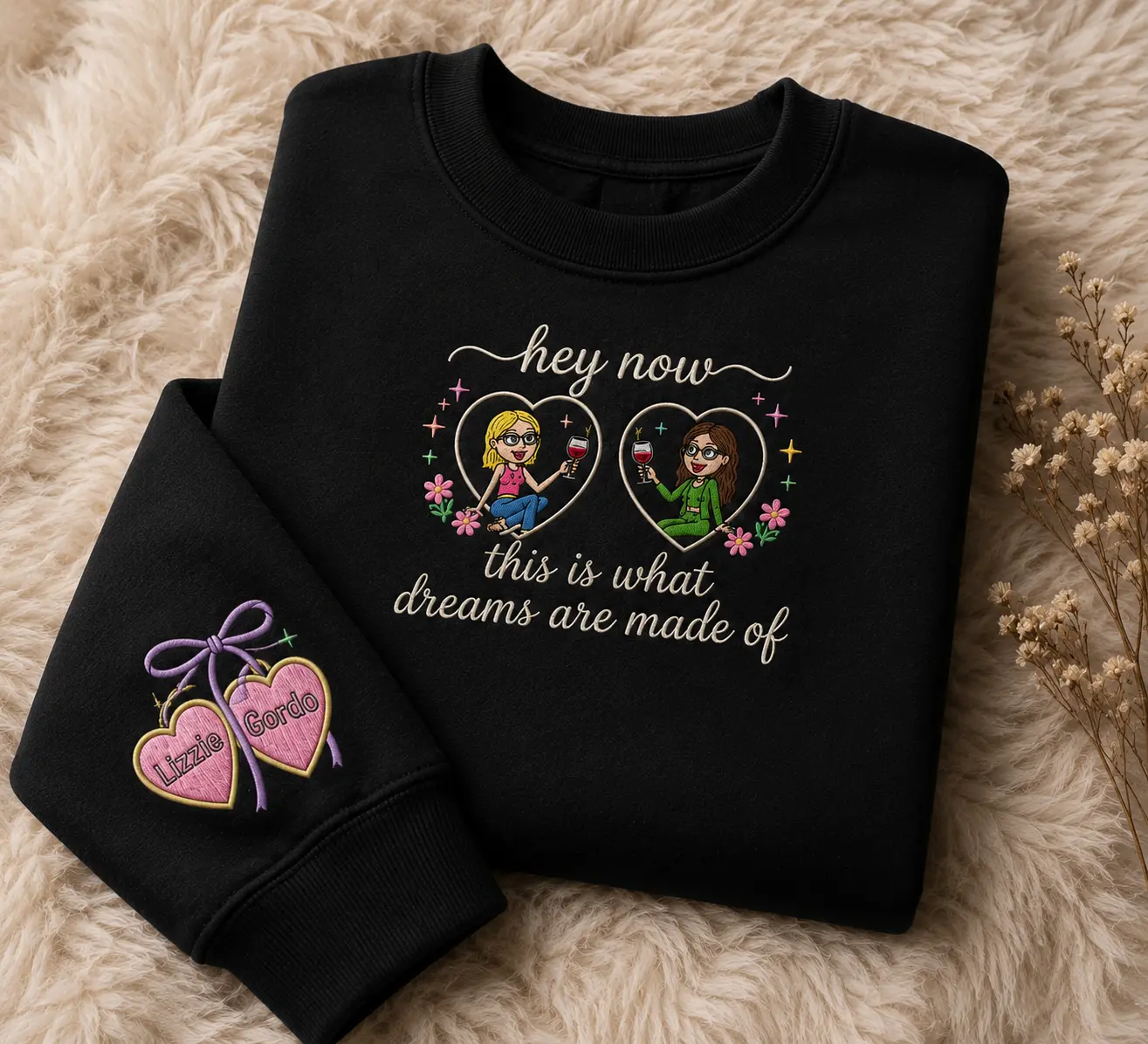 Dreams Are Made Of Embroidered Sweatshirt, Retro Y2K Pop Culture Nostalgia Crewneck Hoodie