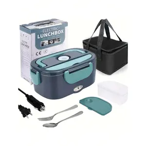 Electric Lunch Box Food Warmer - Herrfilk Portable Food Heater For Car & Home - Leak Proof, Lunch Heating Microwave For Truckers With Removable Plastic Container Container 1.5 L, 110V/12V[Upgraded]