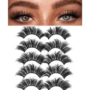 5Pairs 3D Eyelashes Makeup For Women False Eyelashes Strip Lashes Wispy Natural Look Volume