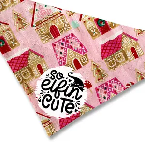 Christmas Dog Bandana - Over the Collar Style -  Pink Christmas Dog Bandana