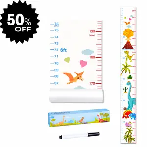 Baby Height Growth Chart, Premium Handing Ruler Home Nursery Wall Decor for Kids, 76" x 8" Growth Tracker for Children Height Record, Boys & Girls Playroom Decoration Sticker (Dinosaur)