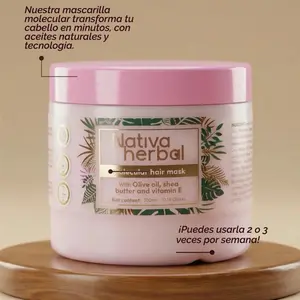 Nativa Herbal Molecular Hair Mask, 300ml Rosemary-Infused Hair Repair Treatment