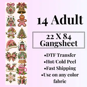 Emroidered Faux Christmas DTF Transfers Gang Sheet 22 X 84 IN Customized Craft for DIY & Event Organizing