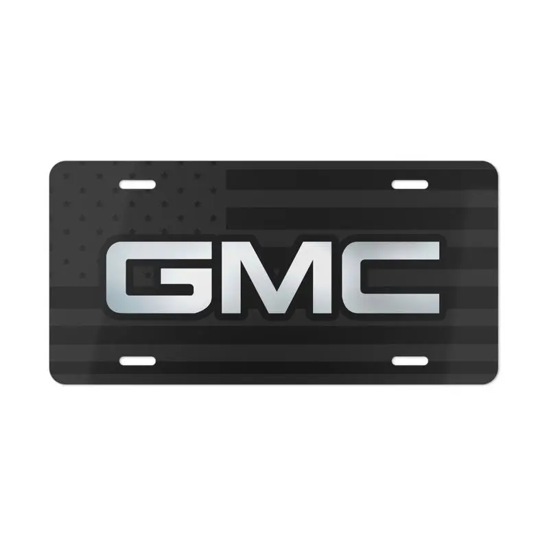 GMC License Plate, Black American Flag Vanity Plate, Gift for New Driver, Trendy Car Accessories, Car Truck Tag, 12 inch x 6 inch
