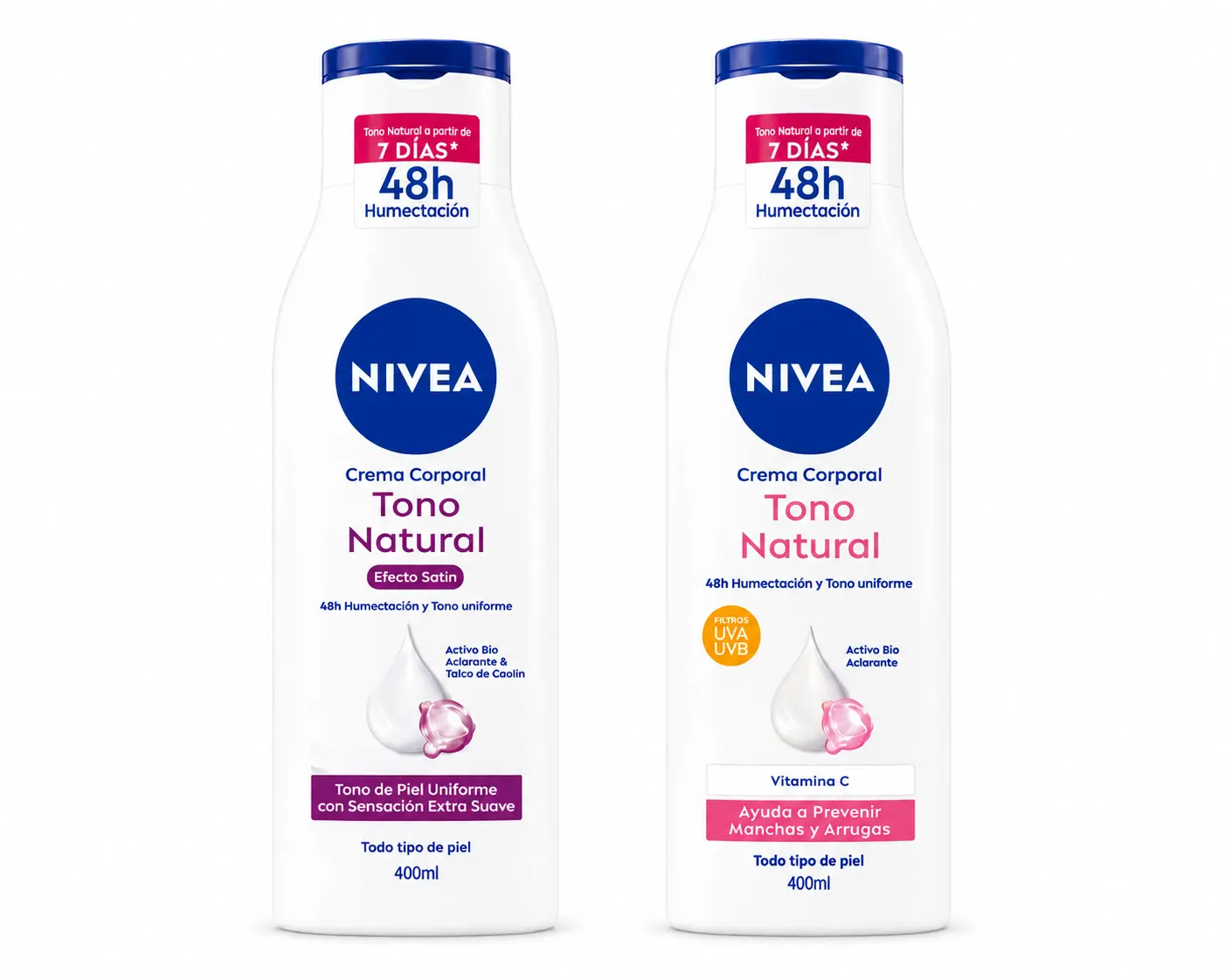 Nivea Tono Natual EFECTO SATIN Body Cream, 400ml - Moisturizing Body Lotion - Body Care  Pack Uv Skin Repair Comfort (EFECTO SATIN)