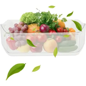 HECASA WPW10493524 W10493524 Refrigerator Door Shelf Bin Compatible with Whirlpool Freezer Door Bin Replacement Only White+Clear fridge