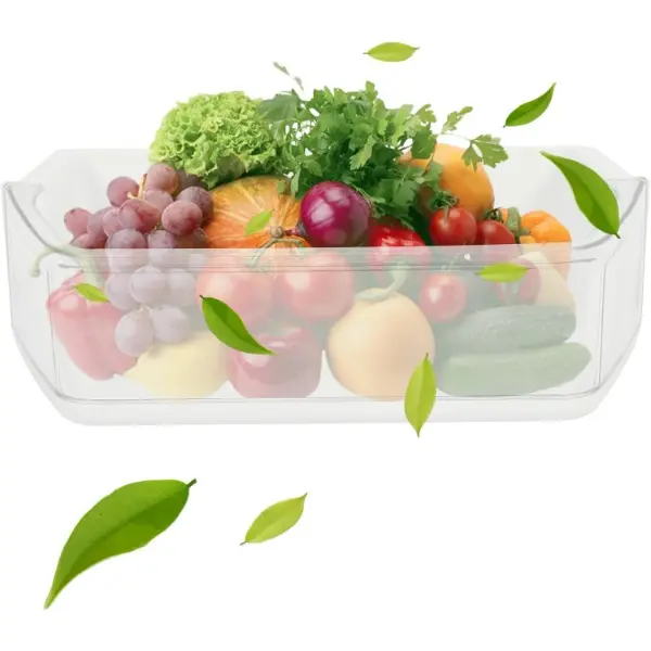 HECASA WPW10493524 W10493524 Refrigerator Door Shelf Bin Compatible with Whirlpool Freezer Door Bin Replacement Only White+Clear fridge