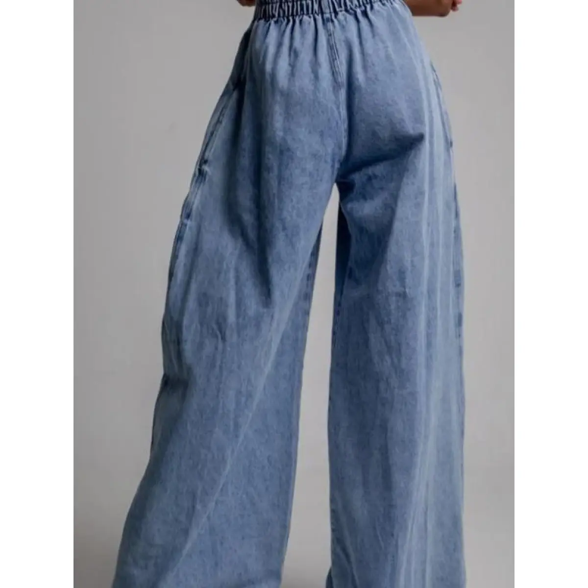 Women's High Waist Pleated Balloon Jeans Baggy Wide Leg Denim