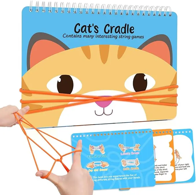 Kasfalci String Figure Game Book, Classic String Games with Step-by-Step Instructions, Fine Motor Skills Toys, Gifts for Kids 6–12 Year Old, Girl Boy Gift, Kids Books