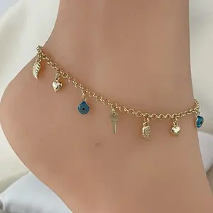 18k Gold Plated Charm Anklet 10”