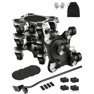 Fathersdaygift Heavy-Duty Furniture Dolly Tool Set with Furniture Lift Mover, 1200lb Max Load, Carbon Steel Panel, 5 360° Wheels, Lift Slider for Appliances, Sofasdealsforyoudays