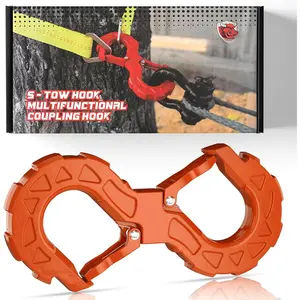 3/8 Tow Hook, Winch Hook for Off-Road , Towing Shackle 33000 Lbs, G80 Heavy Duty Strength Integrated Winch Quick Shackle, Orange
