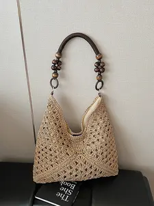 1pc Women's woven one shoulder tote bag is fashionable, exquisite, casual, versatile, retro and trendy. It has a large capacity and is suitable for daily travel, vacation, sightseeing, shopping, dating, and women's woven one shoulder tote bag