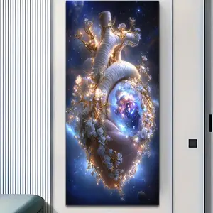 Heart & Universe Pattern DIY Diamond Arts Colorful Painting Kit without Frame, 5D Diamond Arts Colorful Painting Kit, Wall Art Decor for Home Living Room Bedroom, Diamond Painting Kits