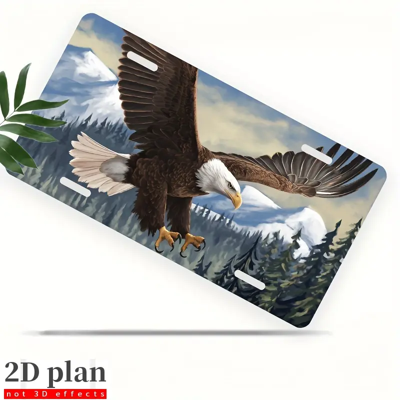 Soaring Eagle/Vulture License Plate Frame - Heavy Duty Aluminum Car License Plate with Bald Eagle and Mountain Design, 6x12 Inch for US/Canadian Vehicles, Ideal Gift for Men, Women, Boys, Girls (Easy to Install), Vehicle License Plate Cover, License Plate