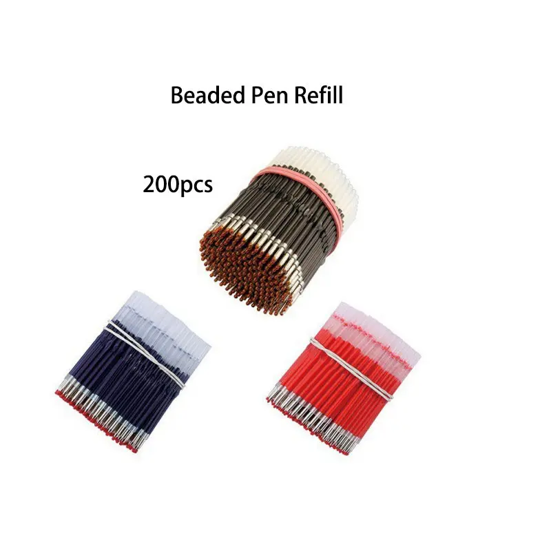 200-Piece Beaded Pen Refills, & Blue Ink, Elegant Design, Various Writing Needs, Creative Holiday Stationery, Gift Option, School Supplies, Fashion Writing Office Essentials, Creative Packaging, Reliable Pen Refill, Writing Tools