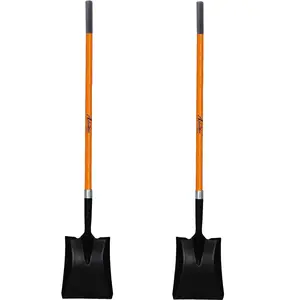 47 in. L Fiberglass Long Handle Transfer Square Shovel, with Heavy-Duty Metal Blade Shovel (2-Pack)
