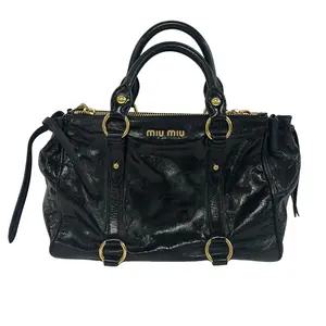 Pre-owned miu miu leather Shoulder Bags Black 2way Handbag E26050474