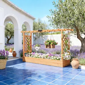 Wooden Planter Box Trellis Planter Raised Garden Bed AsterOutdoor
