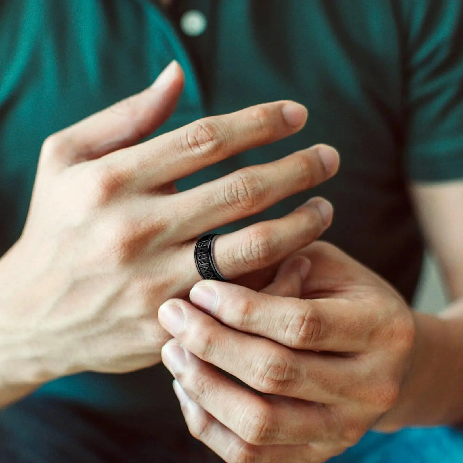 FaithHeart Norse Viking Rune Spinner Ring For Unisex Stainless Steel
