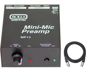 Rolls MP13 Mini-Mic Single CH Preamp Audio Stereo Compact