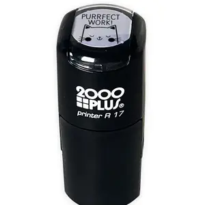Purrfect Work Kitty Cat Themed Stamp / 2000 Plus Self Inking Teacher Animal Stamper / 9/16" Small Black Imprint Planner Worksheet Stamp / Made In USA