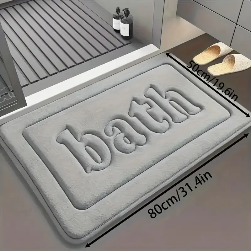 1pc Soft Touch Memory Foam Bath Mat, Rectangular Polyester Carpet with PVC Rubber Bottom Lining, Non Slip, Stain Resistant, Absorbent, Foot Massage, Geometric-pattern, Low Pile, Machine Made, 1.2cm Thickness Fleece Rug