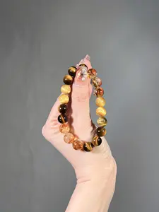 Golden Radiance Crystal Bracelet - Unisex Wealth & Career Enhancer Simple Design Perfect for Everyday Use 10mm Beads Adjustable Length Handcrafted with Yellow Tiger's Eye Golden Tiger's Eye & Yellow Tower Crystal for Energy Boost