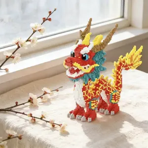 Creative Chinese Style Dragon Building Blocks, 10248pcs/set Great Wall Dragon Family Decorative Block Model, Large Educational Gift for Kids, Model Building Kit
