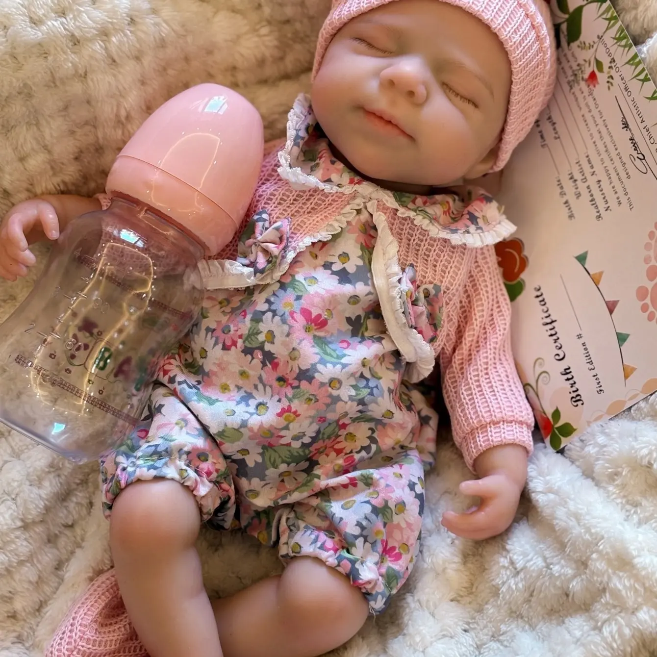 13‘’ Cute Reborn Silicone Baby Girl Doll, Reborn Baby Doll, Children’s Toy, Hand Painted Skin, Visible Mouth Blood Vessels, Realistic Look, Ideal Birthday Gift Ideas Holiday Gift