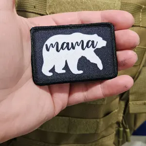 mama bear meme 2"x3" removable morale patch with hook and loop backing