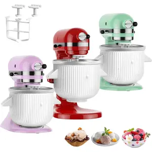 Ice Cream Maker Attachment for Stand Mixer, Compatible with 4.5/5QT/6QT/7QT accessories and attachments, 2 Quart for mixer attachments Frozen Yogurt Gelato Maker