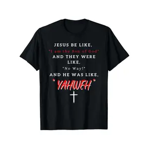 Humorous Christian Bible Verse TShirt Featuring Yahweh and Jesus Design with Bold Red Hebrew Letters and John 858 Scripture Lightweight ShortSleeve RoundNeck Casual Church Wear for Men Women AllSeason Vintage Style Crew Neck Regular Fit