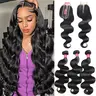 2x6 4x4 Inch Lace Closure With Bundles Body Wave Bundles With Closure Free Part With Baby Hair Quick Weave Extensions Human Hair Bundles With Closure