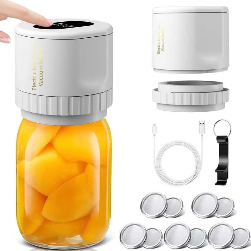 Electric  Jar Vacuum Sealer, Upgraded 3-in-1 Mason Jar Vacuum Sealer Kit, Regular Mouth Mason Jars Vacuum Bags, Bottle, Cordless Canning Vacuum Sealer For Food Storage Strong Suction multifunctional juicer