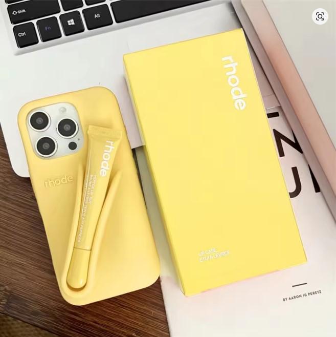 With Lip Gloss Pocket Silicone Case – Soft Protective Phone Cover with Built-In Lip Gloss Compartment for iPhone 17 16 15 14 13 12 11