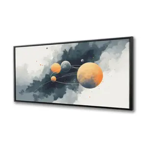 Pictorem C1FC244898LVXK 24x48 in. Stars Circle of Planets Artistic Print - Orange Framed Decorative Wall Art for Home Decoration