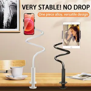 1PC Multi-Size Phone Holder Mount (65/110cm Optional), Adjustable Phone Holder, Adjustable Cellphone Holder, 360' Rotatable Base, Flexible Gooseneck Arm with Handle Clamp, Phone Stand for Bedside, Video Watching, Tablet Phone Stand